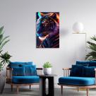 Quadro Decorativo Tigre Animal Cores Intensas Galáxia Espaço