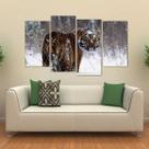 Quadro Decorativo Tigre Na Neve Mosaico Em Tecido 4 Peças 1