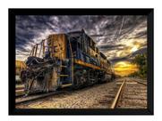 Quadro Decorativo Trem De Carga Vintage Paisagem Ferrovia