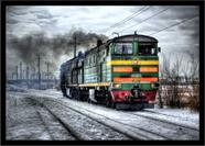 Quadro Decorativo Trem Locomotiva Máquinas Paisagem Salas Quartos Escritórios Com Moldura RC024