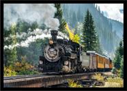Quadro Decorativo Trem Locomotiva Máquinas Paisagem Salas Quartos Escritórios Com Moldura RC050