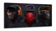 Quadro Decorativo Três Macacos em Tecido Canvas 130x60 cm