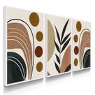 Quadro Decorativo Trio Abstrato Boho Com Moldura
