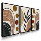 Quadro Decorativo Trio Abstrato Boho Com Moldura