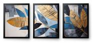 Quadro Decorativo Trio Abstrato Folhagem 60 x 40 Quadro Decorativo Trio Abstrato Folhagem 60 x 40