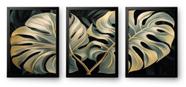 Quadro Decorativo Trio Abstrato Folhas 60 x 40 Quadro Decorativo Trio Abstrato Folhas 60 x 40