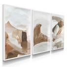 Quadro Decorativo Trio Arte Moderna Marrom Boho Sala Casa Nova com Vidro