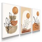 Quadro Decorativo Trio Boho Flores Para Sala Arte Abstrato Flore 70x50 com Vidro