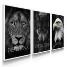 Quadro Decorativo Trio Disciplina Execução Leão Sala escritório 70x50 com Moldura Quadro Decorativo Trio Disciplina Execução Leão Sala escritório 70x50 com Moldura