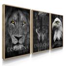 Quadro Decorativo Trio Disciplina Olhos Brilhosos Sala 70x50 com Vidro