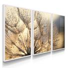 Quadro Decorativo Trio Flores Sala Presente Kit Dandelion com Vidro