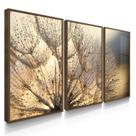 Quadro Decorativo Trio Flores Sala Presente Kit Dandelion com Vidro