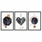 Quadro Decorativo Trio Geométrico Coração 60x40 Sala Quarto Quadro Decorativo Trio Geométrico Coração 60x40 Sala Quarto