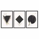 Quadro Decorativo Trio Geométrico Preto 60x40 Sala Quarto