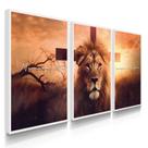 Quadro Decorativo Trio Leão Nunca foi Sorte Cruz Deus Fé Força Sala Quarto 70x50 com Moldura