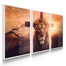 Quadro Decorativo Trio Leão Nunca foi Sorte Cruz Deus Sala Quarto 70x50 com Vidro