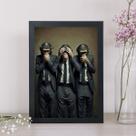 Quadro Decorativo Trio Macacos 24x18cm - com vidro