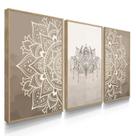 Quadro Decorativo Trio Mandala Lindo Sala Casa Harmonia 70x50 com Vidro