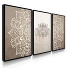 Quadro Decorativo Trio Mandala Sala Decoração Linda Ambiente 55x40 com Vidro Quadro Decorativo Trio Mandala Sala Decoração Linda Ambiente 55x40 com Vidro