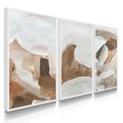 Quadro Decorativo Trio Marrom Boho Abstrato Sala Moderna Escritório Luxo com Moldura