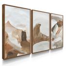Quadro Decorativo Trio Marrom Boho Abstrato Sala Moderna Escritório Luxo com Moldura