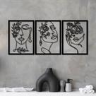 Quadro Decorativo Trio Rosto Mulher- Kit 3 Peças / MDF 3MM