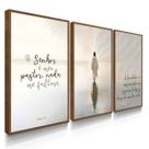 Quadro Decorativo Trio Salmos Jesus Senhor Cristo Religioso 70x50 com Moldura