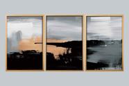 Quadro Decorativo Triplo Abstrato Impactante Luxo