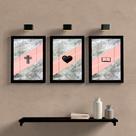 Quadro Decorativo Triptico da Fe Moldura e Vidro 33x25 3pç
