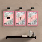 Quadro Decorativo Triptico da Fe Moldura e Vidro 33x25 3pç