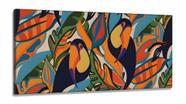 Quadro Decorativo Tucanos Paisagem em Tecido Canvas 130x60 cm