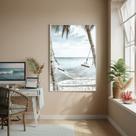 Quadro Decorativo Uma Rede Na Praia-70x50cm Cor:Moldura Preta Quadro Decorativo Uma Rede Na Praia-70x50cm Cor:Moldura Preta