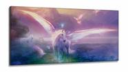 Quadro Decorativo Unicórnio Asas em Tecido Canvas 130x60 Sala Quarto