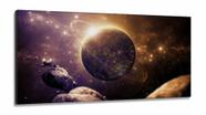 Quadro decorativo Universo Planeta com Tela em Tecido Canvas 130x60