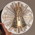 Quadro Decorativo Vazado 3D Religioso Nossa Senhora Escultura de Parede MDF 4 camadas Alto Relevo Preto e Dourado