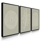 Quadro Decorativo Verde Boho Minimalista 55x40 Com Moldura Quadro Decorativo Verde Boho Minimalista 55x40 Com Moldura