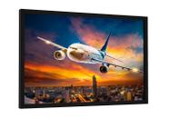 Quadro decorativo - viagem de avião - sobrevoando a cidade - aviação