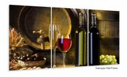 Quadro Decorativo Vinho Torneira Barril 3 Peças 120x60 em tecido