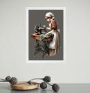Quadro Decorativo Vintage Costureira Trabalhando 33x24cm - com vidro Quadro Decorativo Vintage Costureira Trabalhando 33x24cm - com vidro