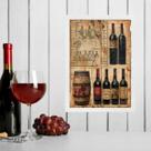 Quadro Decorativo Vintage Garrafas De Vinho 45x34cm - com vidro