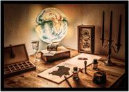 Quadro Decorativo Vintage Globo Terrestre Candelabro Retrô Quartos Salas Com Moldura RC027 Quadro Decorativo Vintage Globo Terrestre Candelabro Retrô Quartos Salas Com Moldura RC027