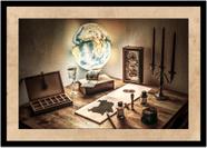 Quadro Decorativo Vintage Globo Terrestre Candelabro Retrô Quartos Salas Com Moldura RC055 Quadro Decorativo Vintage Globo Terrestre Candelabro Retrô Quartos Salas Com Moldura RC055