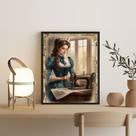 Quadro Decorativo Vintage Mulher Costurando 45x34cm - com vidro Quadro Decorativo Vintage Mulher Costurando 45x34cm - com vidro