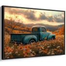 Quadro decorativo Vintage - Picape Abandonada em um Campo Florido - Art Canvas