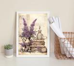 Quadro Decorativo Vintage Vaso Lavanda 33x24cm - com vidro