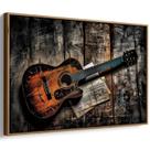 Quadro decorativo Violão Antigo Sobre Madeira Envelhecida - Art Canvas