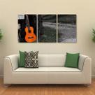 Quadro Decorativo Violão Paisagem Múscia Em Tecido 3 Peças 1