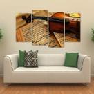 Quadro Decorativo Violino Sala Mosaico Em Tecido 4 Peças 1