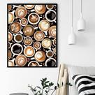 Quadro Decorativo Xícaras Cafés Variados - 70x50cm