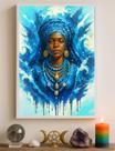 Quadro Decorativo Yemanjá Aquarela Azul 33x24cm Cor:Moldura preta